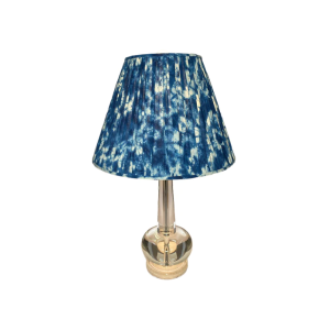 Gathered Blue and White IKAT Lamp Shade 9x18x13