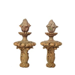 Wood Carved Flame Finials
