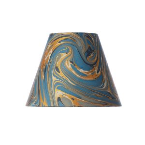 6 x 12 x 9.5 Marble Paper Azure Blue Gray and Gold Empire Lampshade