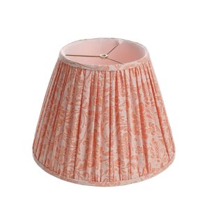 9 x 16 x 12 Empire Gathered Pleat Salmon Pink and White Fortuny Lampshade