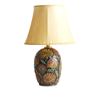 Flower Motif Ceramic Pottery Lamp France