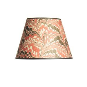 6.5 x 11 x 8 Empire Marbled Indian Cotton Rag Paper Red Black Lampshade