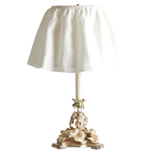 Candlestick Lamp - Louis XV Style French with Corset Linen Lampshade 